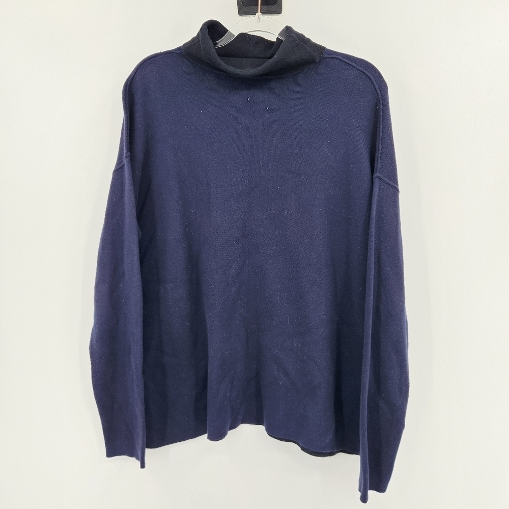 Everlane Turtleneck Knit Sweater Womens Size Large Long Sleeve Navy Blue Black